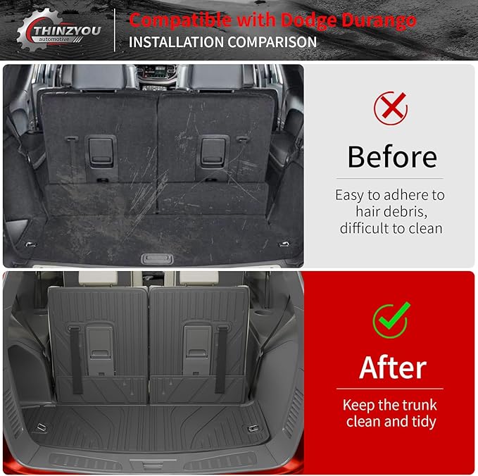 Floor Mats Compatible with 2016-2025 2026 Dodge Durango 6 Seats Cargo Mat Back Seat Protector Trunk Liner 2024 Durango Accessories (Fit 6 Seats, 3rd Row Backrest Mats+Trunk Mat+Floor Mats)