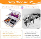 EASEVE Sock Underwear Drawer Divider - Closet Organizers and Dresser Organizer Wardrobe Clothes Box Storage Bins with Lid for