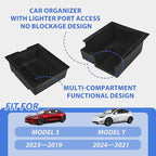 Center Console Organizer for Tesla Model Y 2024-2021 Accessories Storage Organizer SetIncludes for Model 3 2023-2017 Center Console Box, Armrest Box, Cup Holder,2 Seat Back Hook