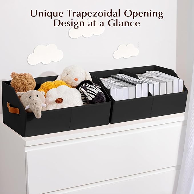 Homsorout Closet Organizers and Storage Bins - 6 Pack Collapsible Divided Trapezoidal Cube Storage Bins Baskets with Orange H