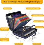 Fireproof Document Organizer Bag, 5200℉ File Organizer Safe Box, Hard Shell Document Bag with 13 Pocket Accordion File Folder