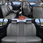 Coverado Car Seat Covers Full Set, Luxury Faux Leather Seat Covers for Cars, Waterproof Car Seat Protector, Gray Car Seat Cov