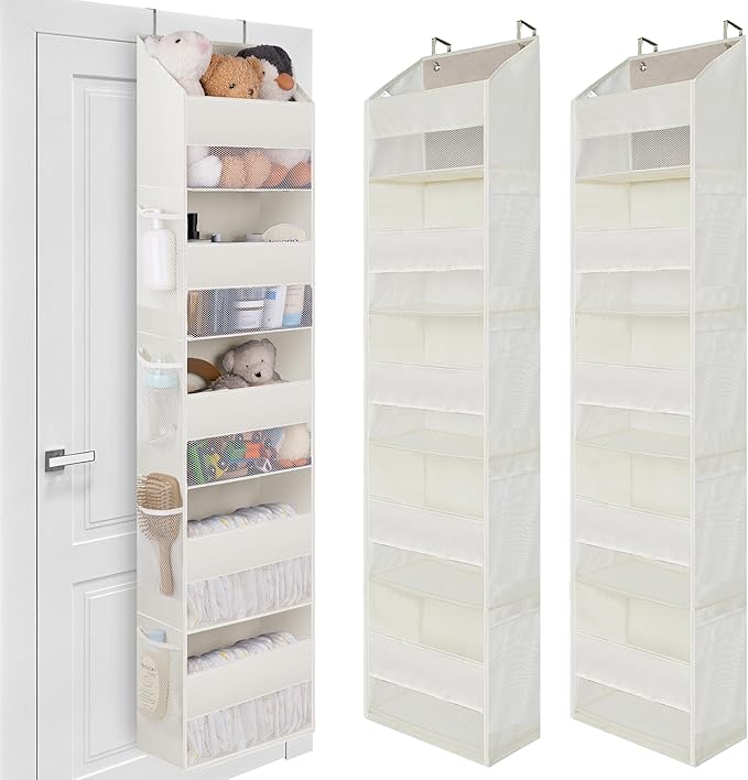 GRANNY SAYS Over the Door Organizer, 5-Shelf Behind the Door Storage with 8 Pockets and Clear Window, Anti Tilt 45lb Large Ca