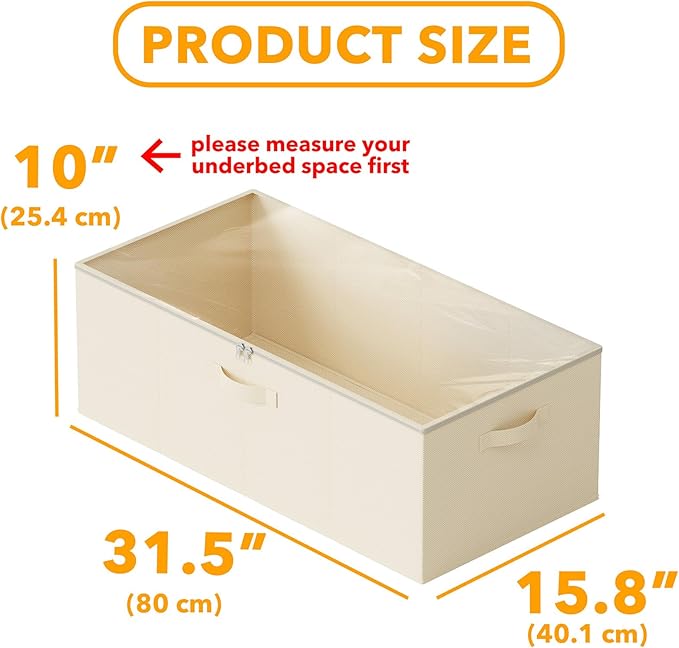 SpaceAid 4 Pack 10" High Under Bed Storage Containers, Large Underbed Storage Organizer Bins with Lids for Bedroom, Dorm, Clo