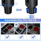 OUTXE Car Cup Holder Expander+Phone Mount, Adjustable Large Cupholder Extender Extra Expandable Drink Adapter Universal for A