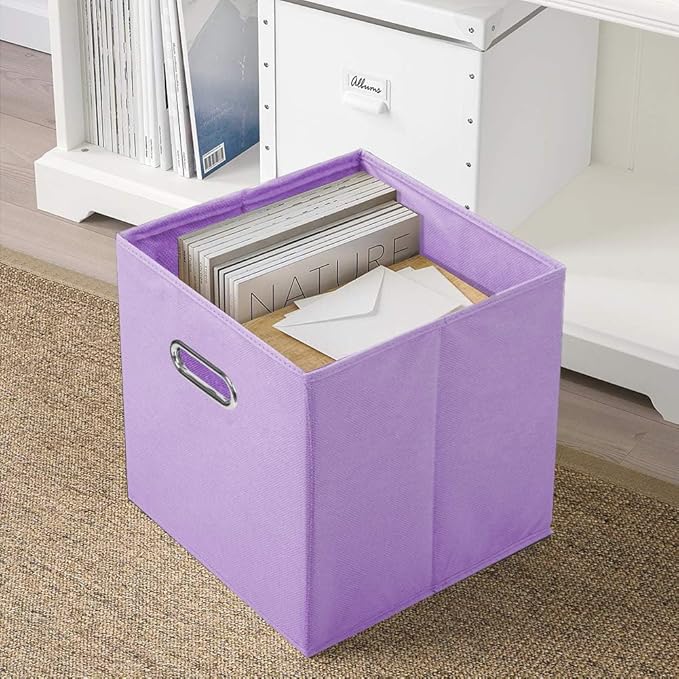 ShellKingdom Storage Bins, Foldable Fabric Storage Cubes And Cloth Storage Organizer Drawer with Metal Handle For Closet And 