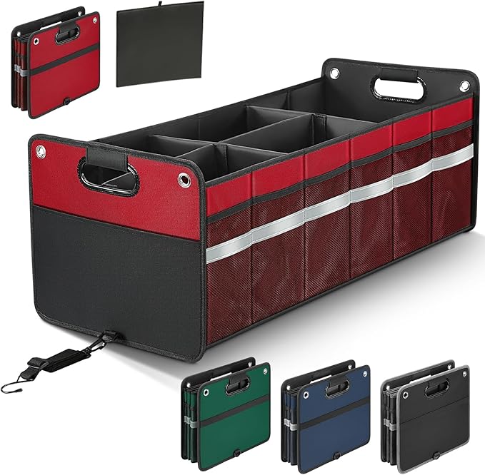 Car Trunk Organizer, Car Storage Organizer, Collapsible Multi Compartment for Car, Suv, Sedan, Truck, 100L, Extra Larger