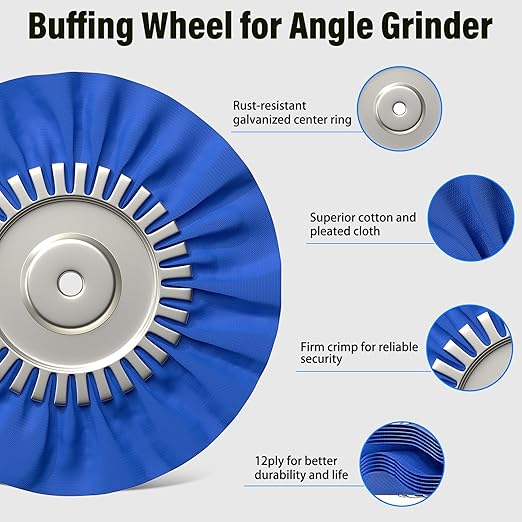 BURMONG 8" Airway Buffing Wheels for 4.5" Angle Grinder, 9PCS Buffer Polisher Wheel for Car, Aluminum Metal Polishing Wheel Pad and Compound Kit for Mirror Finish (5/8" Arbor Hole)