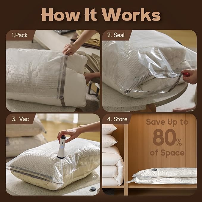 Vacbird 15 Jumbo Size Vacuum Bags for Clothes Storage,Space Saver for Luggage Packing and Moving,Vacuum Sealed Bags for Cloth