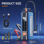 Jump Starter with Air Compressor,2500A car battery Jump starter,12V car booster jumper cable kit,Car Charger 150PSI portable tire inflator,battery charger,multi-function LED outdoor emergency lighting