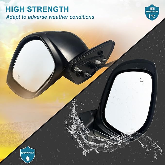Left Driver Side Mirror Fits 2022-2025 HONDA CIVIC Sedan/Hatchback With Power Glass, Heated, Blind Spot Detection and Manual Folding Match to Crystal Black Pearl Replace HO1320351 (7 Pins)