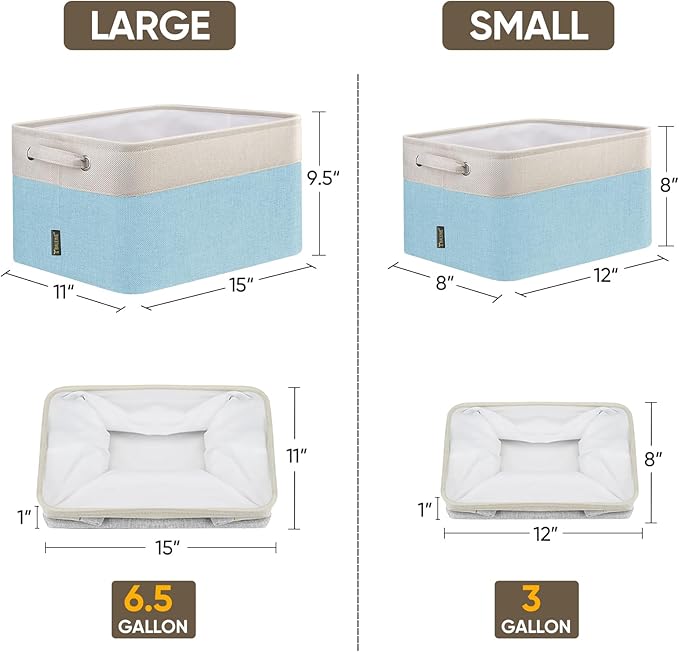 BALEINE 3 Pack Fabric Closet Storage Bins for Shelves, Linen Closet Organizers and Storage, Decorative Baskets for Organizing