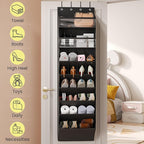 Mefirt 16-20 Pairs Over the Door Shoe Organizer, Clear Pockets Shoe Rack for Closet Door, Hanging Shoe Rack for Boots, Behind