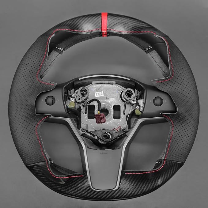 MEWANT Hand Stitched Steering Wheel Cover for Tesla Model 3 2017-2023 / Model Y 2020-2023 for Tesla Model 3/Y Accessories