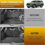 Powerty Floor Mat for Toyota 4Runner 2025 2026, All Weather TPE Custom Trunk Cargo Mat Liner with Backrest Mat Replacement for Toyota 4Runner Accessories (Fit 5 Seats,Not for Hybrid Model)