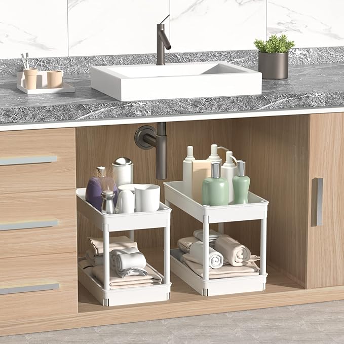 Sooyee 4 Tier Wide Storage Cart Mobile Shelving Unit Organizer Slide Out Storage Rolling Utility Cart Tower Rack for Kitchen 