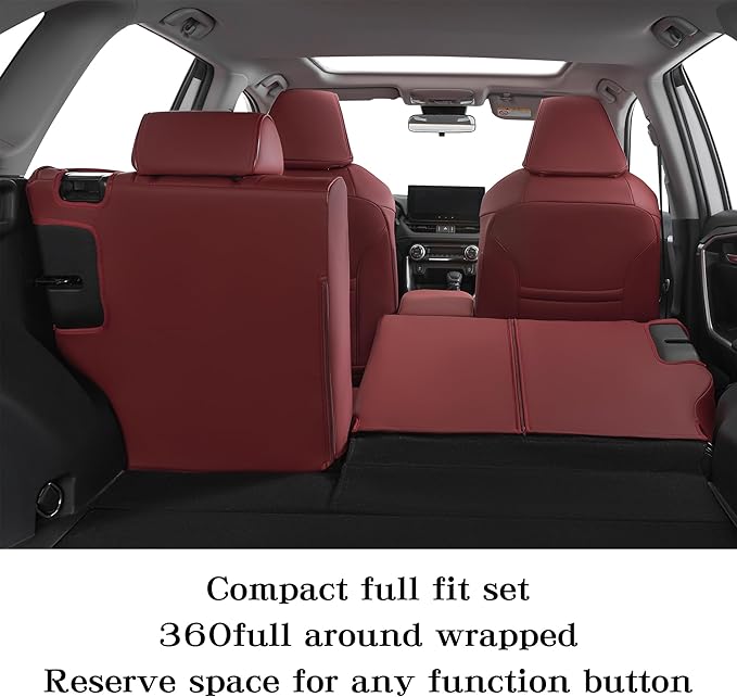 HKZ Fit RAV4 Car Seat Cover Set for 2013 2014 2015 2016 2017 2018 Toyota RAV4 Limited XLE SE Platinum Adventure-Leather(Burgu