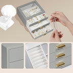 Jewelry Box Organizer with 3 Drawers,Glass Lid Jewelry Boxes for Women,Jewelry Storage for Rings,Necklaces,Earrings,Bracelets
