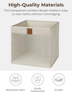 StorageWorks 11x11 Storage Cubes, Closet Storage Bins with Clear Window, Fabric Organizer for Clothes, Collapsible Storage Ba