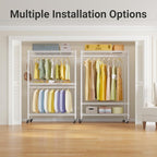 VIPEK R2 Plus Rolling Garment Rack 3 Tiers Adjustable Wire Shelving Clothes Racks with Wheels, Freestanding Wardrobe Storage 