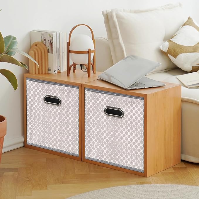 Fabric storage bins Cubes, Fabric Cube Organizer with Handle, Foldable Cube Bins for Cloth or Accessary Storage, 11x11x11, Se