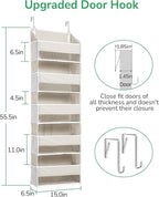ULG 1-Pack Over Door Organizer with 5 Large Pockets 10 Mesh Side Pockets, 44 lbs Weight Capacity Hanging Storage Organizer wi