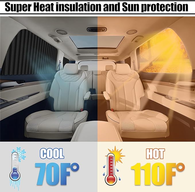 XCBYT Car Window Shades - 4 PCS 29.1 * 18.8 inches Car Window Covers 99% UV Glare Protection Car Curtains Keep Cooler Magnetic Side Window Sun Shade for Eating Breastfeeding Taking a nap Camping