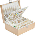 BOOVO Earring Jewelry Box For Women Girl Stud Organizer, 4 Layers Girl Jewelry Organizer Box With Lock Earring Holder Organiz