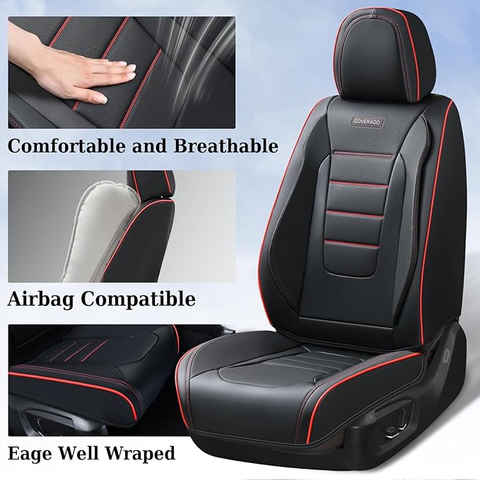 Coverado Seat Covers, Car Seat Covers Front Seats, Car Seat Cover, Car Seat Protector Waterproof, Car Seat Cushion Nappa Leat