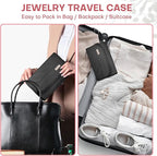 Travel Jewelry Organizer Box, Foldable Travel Case for Earrings, Necklaces, Rings, Bracelets, Black