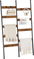 HOOBRO Blanket Ladder, 33.9" L Wall-Leaning Towel Rack, Double Row Blanket Rack for Large Capacity, Metal Frame, Anti-Tip Des
