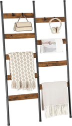 HOOBRO Blanket Ladder, 33.9" L Wall-Leaning Towel Rack, Double Row Blanket Rack for Large Capacity, Metal Frame, Anti-Tip Des