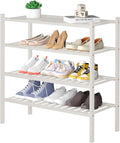 ROMGUAR CRAFT 4 Tier Bamboo Shoe Rack for Closet Free Standing Wood Shoe Shelf for Entryway Small Space Stackable 27"x11"x26"