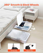 VEVOR Under Bed Storage with Wheels, 31.7 x 15.6 x 6.9 inch Underbed Containers, Underbed Shoes Organizer with Lid & Gray Lat