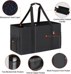 Extra Large Utility Tote Bag, Foldable Reusable Grocery Bags, Collapsible Tote with Metal Wire Frame & Reinforced Bottom Board, Stand up Large Utility Tote for Groceries, Shopping, Storage
