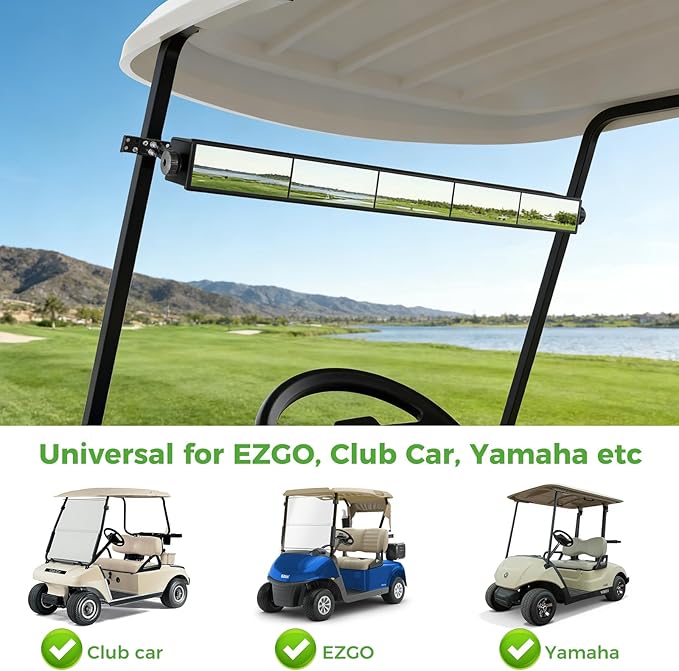 10L0L Universal Golf Cart 5 Panel Mirror for Yamaha EZGO Club Car, Eliminate Blind Spots Wide Angle Rear View Mirror