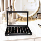 Wudygirl 7 Slots Ring Holder Organizer Box with Transparent Lid Black Jewelry Organizer for Store Display Jewelry Holder for 