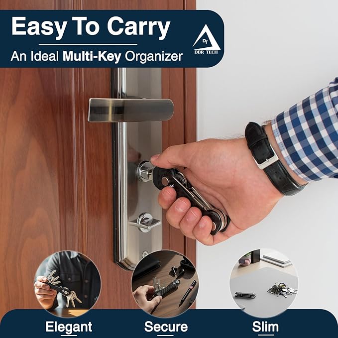 Carbon Fiber Compact Key Holder, Premium Smart Key Organizer Keychain (4-20 Slots), Heavy Duty Minimalist Multikey Folding Po