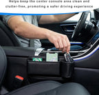 2 PCS Car Seat Gap Filler Organizer, Auto Front Seat Storage Box Anti-Drop Gap Filler with Cup Holder, Premium Leather Auto Console Side Organizer for Holding Phone Glasses Drinks