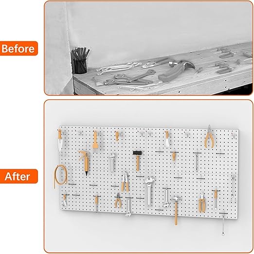 TORACK 4 PCS Metal 12 x 24 in Pegboard Panels, Garage Tools Organizer Pegboards for Workbench, Modular Peg Board, Tool Organi