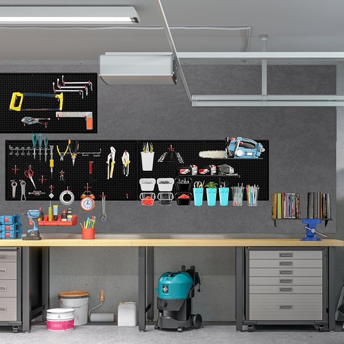 4 Pack Heavy Duty Steel Pegboard Garage Organization Panels,Universal 1/8 and 1/4 Pegboard Accessories,Suitable for Tool Stor