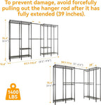 Higeego H5 Pro Heavy Duty Garment Rack, Freestanding Clothes Rack, Wardrobe Closet for Hanging Clothes, Portable Closet Organ