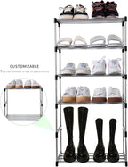 Jucaifu Stackable Small Shoe Rack, Entryway, Hallway and Closet Space Saving Storage and Organization (10-Tier, Black)