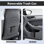 7-In-1 Car Seat Back Organizer with Cup Holders, Tissue Box, Removable Trash Can & Hooks, Multifunctional Car Seat Back Storage Box, Extra Headrest Cup Holder for Backseat (Black02)