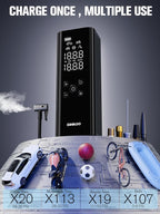 GOOLOO GT150 Tire Inflator Portable Air Compressor，4X Faster 150PSI Cordless Air Pump for Car Tires with Tire Pressure Gauge, Smart Electic Tire Pump with Auto-Shutoff for Pickup, Motor, Bike，Balls