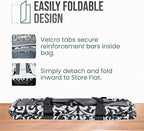 Extra Large Utility Tote Bag - Oversized Collapsible Reusable Wire Frame Rectangular Canvas Basket With Two Exterior Pockets For Beach, Pool, Laundry, Car Trunk, Storage - Damask Gray