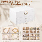 3 Layer Jewelry Boxes for Women with Mirror Large Jewelry Organizer Box with 2 Jewelry Organizer Drawer PU Lockable Elegant U