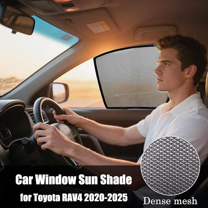Car Window Sun Shade for Toyota RAV4 2020-2025,Magnetic 2PCS Front Side Window Sunshade with Breathable Mesh Insulate Heat and UV,Does Not Affect Window Lifting