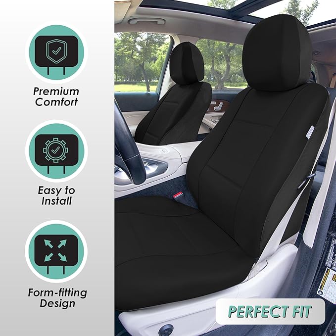 FH Group Car Seat Covers PU Leather 3 Row Car Seat Covers 7 Seater, Airbag Compatible and Split Bench - Fit Most Car, Truck, 