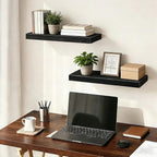 Solid Wood Floating Wall Shelves, Wall Mounted Display Bookshelf for Bedroom, Bathroom, Kitchen, Living Room, Decor Wall,Set 